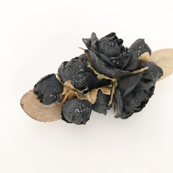 Whimsigoth Black Rose Floral Hair Barrette Clip Fairy Fairycore Goth witchy - Picture 3 of 5